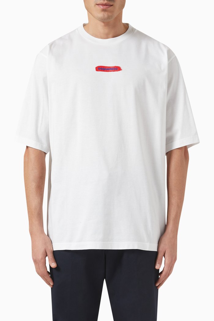 

Oversized Logo Print T-Shirt in Cotton, White