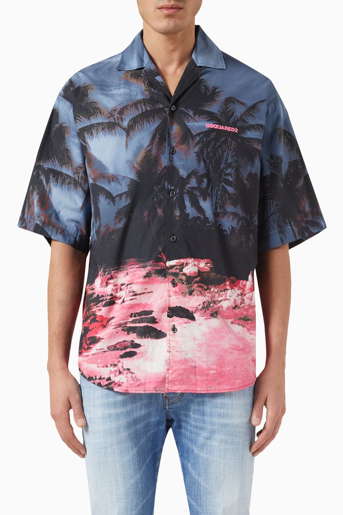 

Sunrise Bowling Shirt in Cotton, Grey