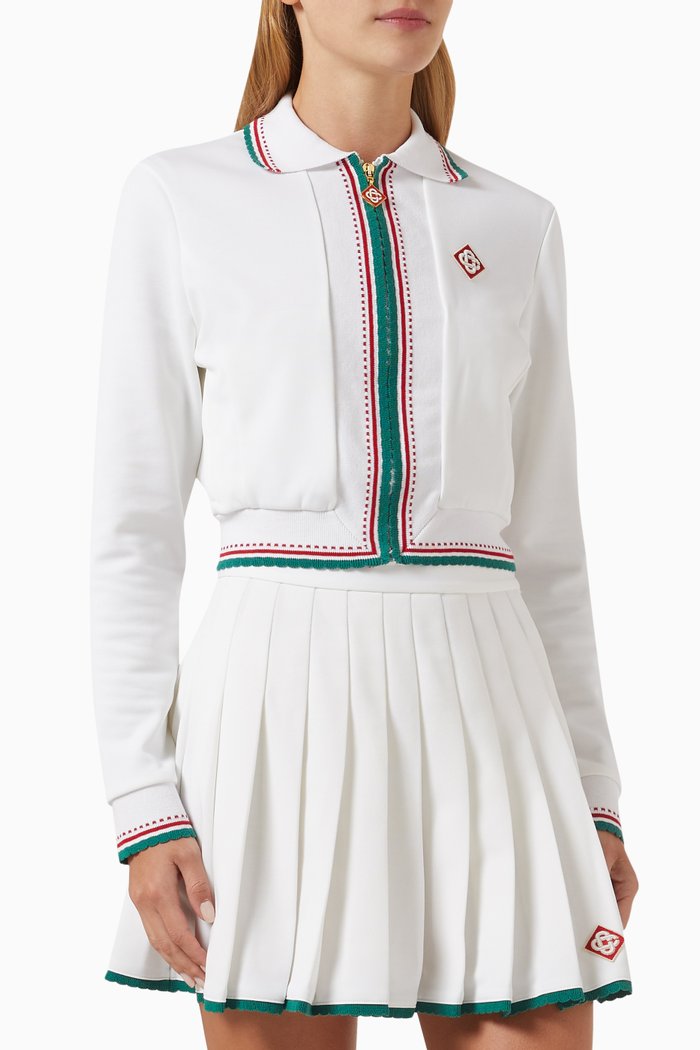 

Scallop Edge Track Top, White