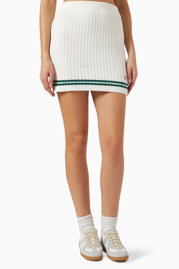 

Casa Sport Mini Skirt in Boucle Knit, White