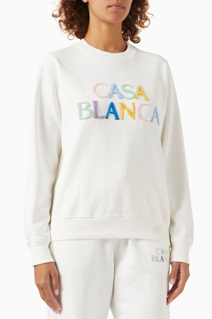 

Stacked Logo Embroidered Sweatshirt in Cotton, Multicolour