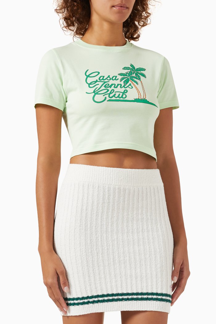 

Tennis Club Print Baby T-shirt in Cotton, White
