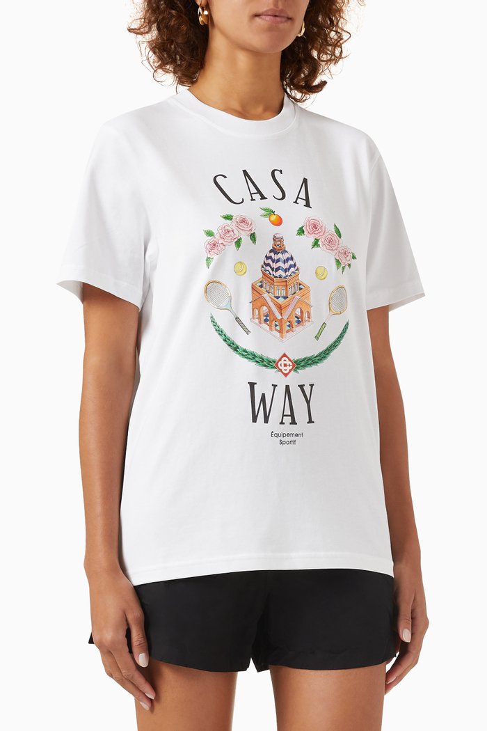

Casa Way Print T-shirt in Cotton, White