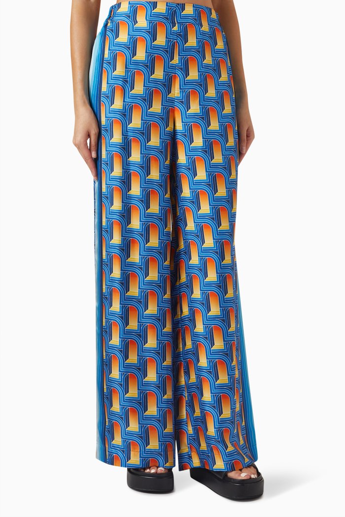 

L'Arche De Nuit Wide-leg Pants in Silk, Multicolour