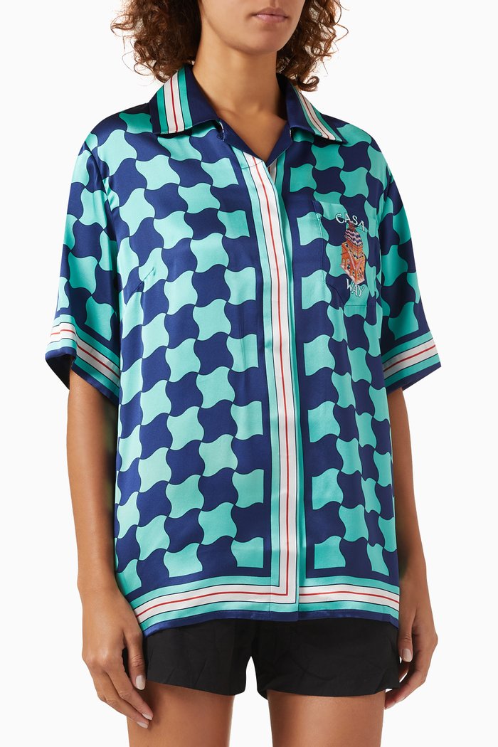 

L'Arche De Nuit Shirt in Silk, Blue
