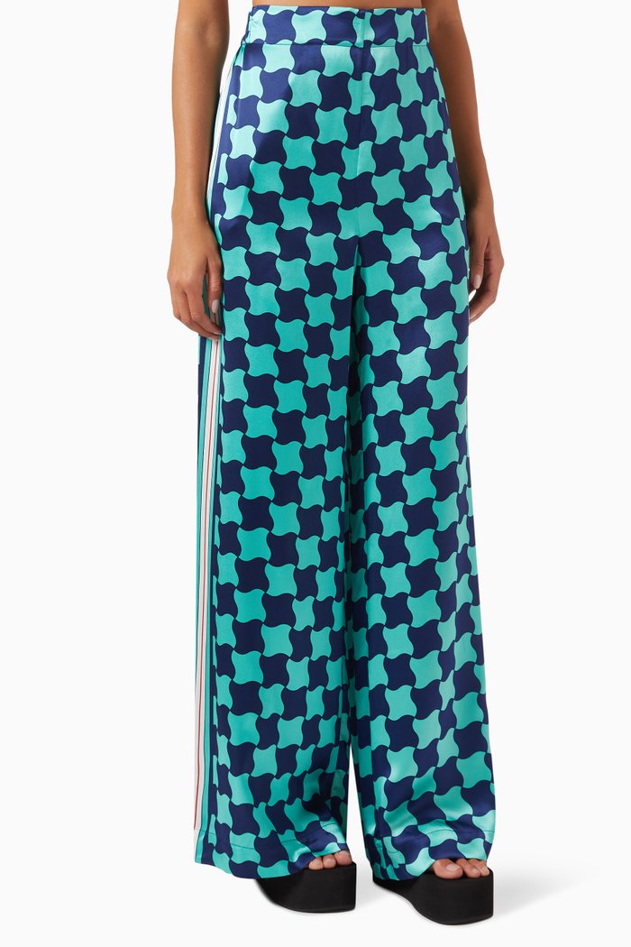 

Printed Pants in Silk, Blue