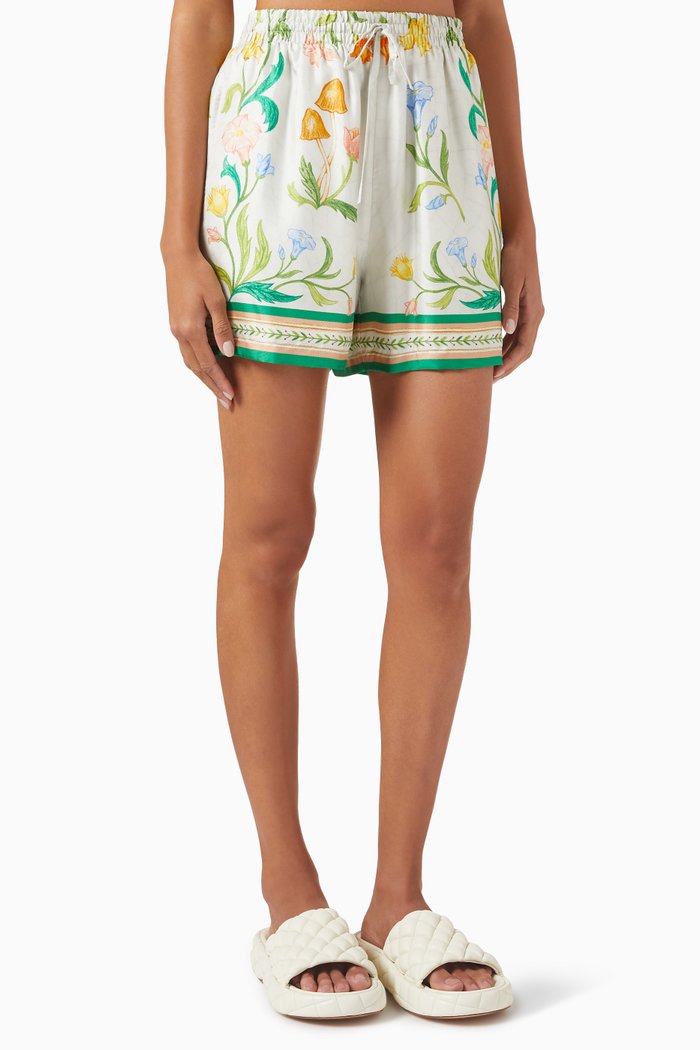 

L’Arche Fleurie Shorts in Silk, Multicolour