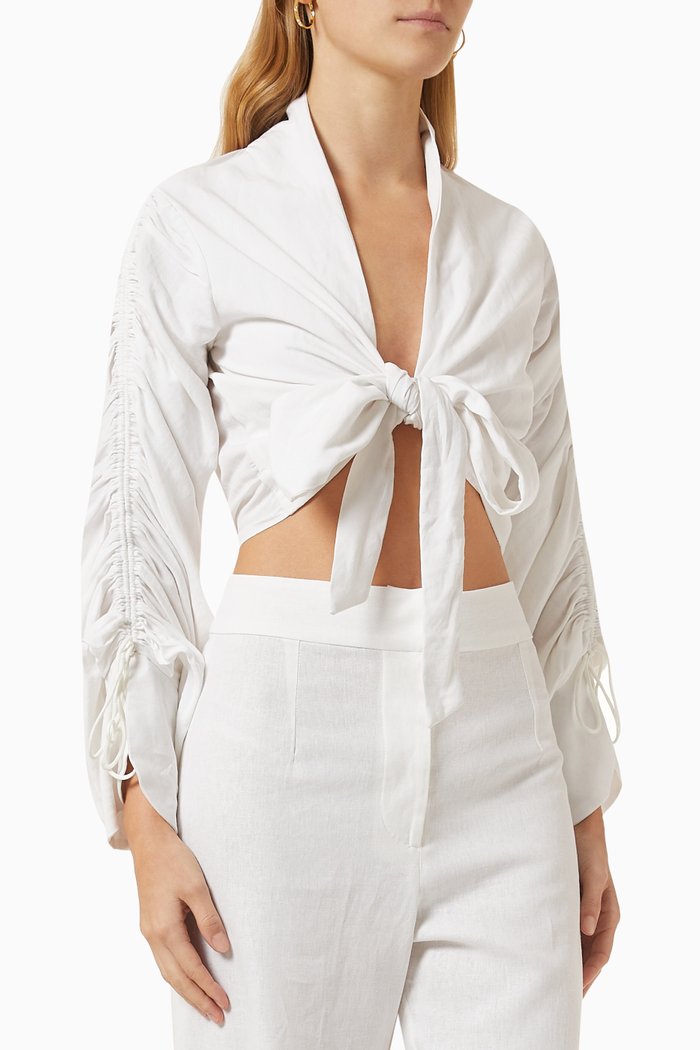 

Dakota Tie-up Crop Top, White