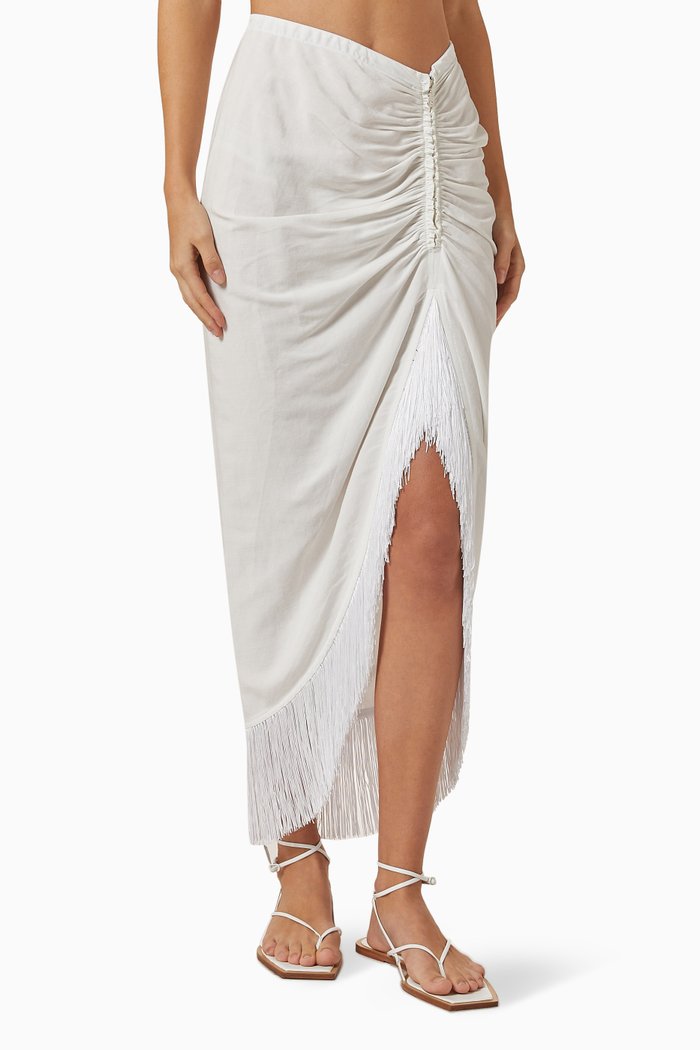 

Menorca Ruched Maxi Skirt, White