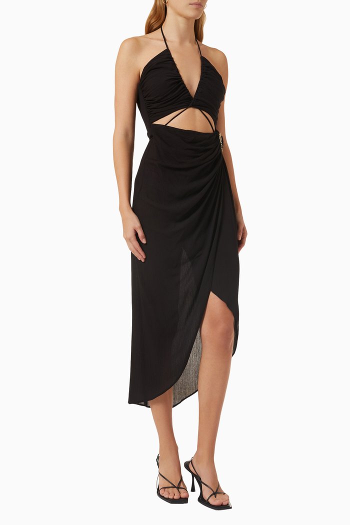 Shay Halterneck Dress in Cotton, Black