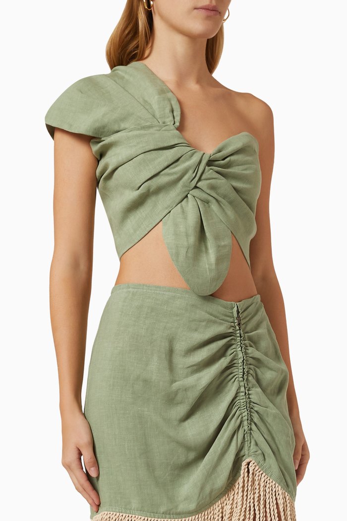 

Sol Crop Top in Linen, Green