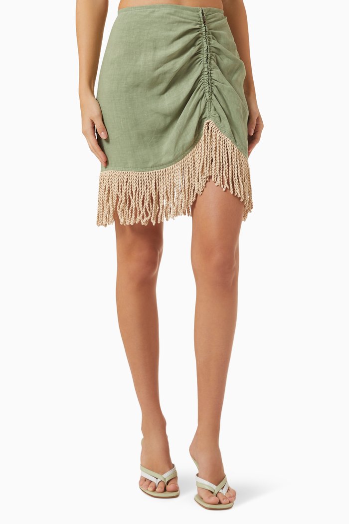 

Valencia Mini Skirt in Linen, Green