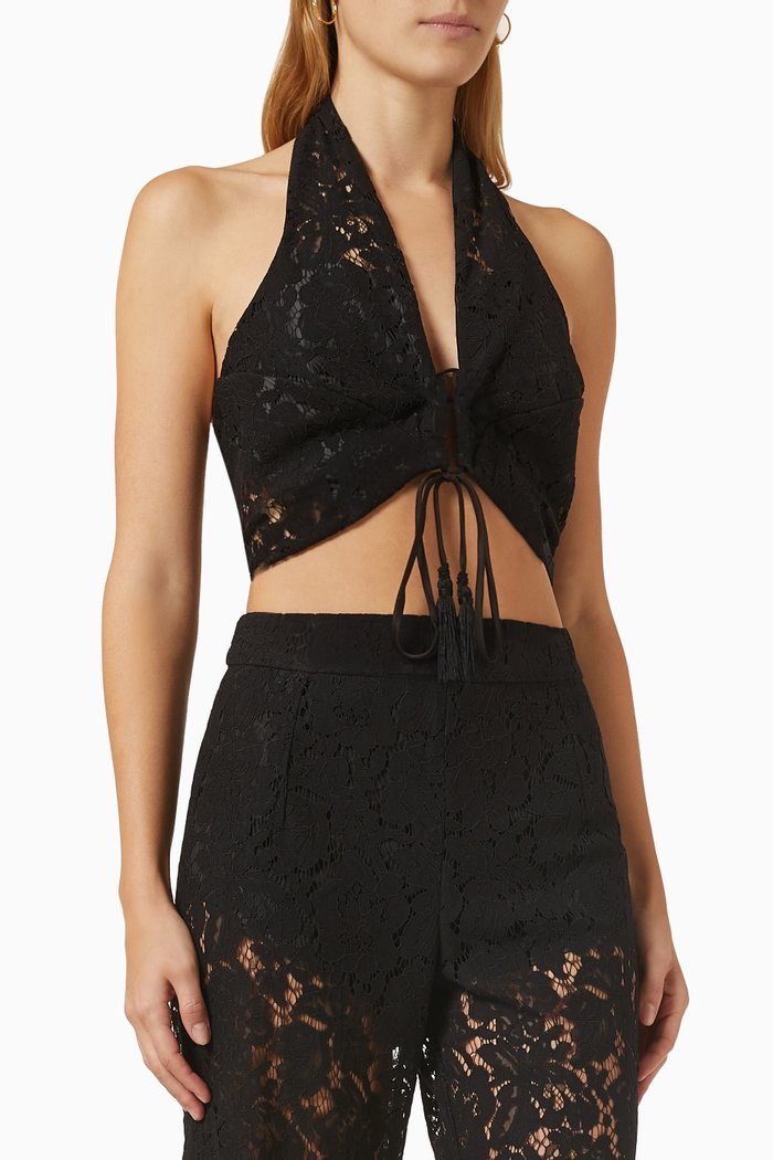 

Stevie Halterneck Top in Lace, Black