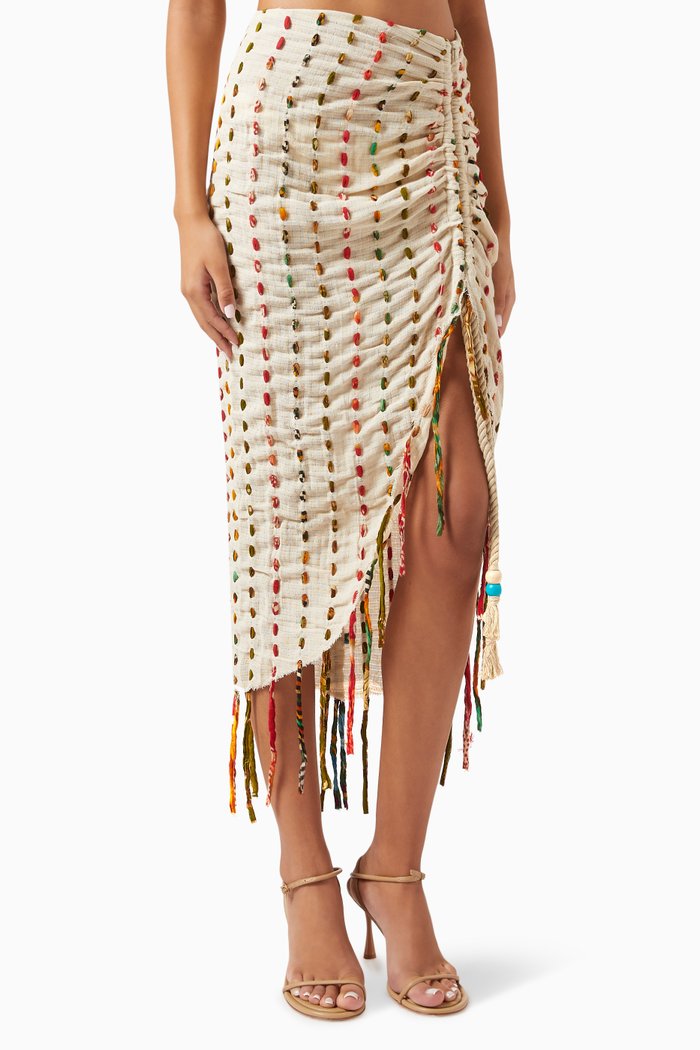 

Nova Midi Skirt in Linen, Multicolour