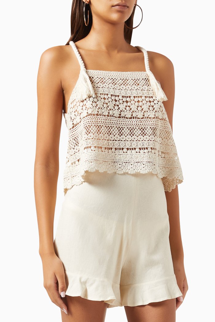 

Jenna Top in Crochet, Neutral