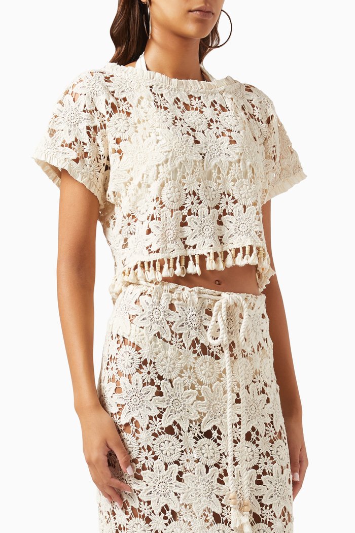

Rosie Crop Top in Crochet, Neutral
