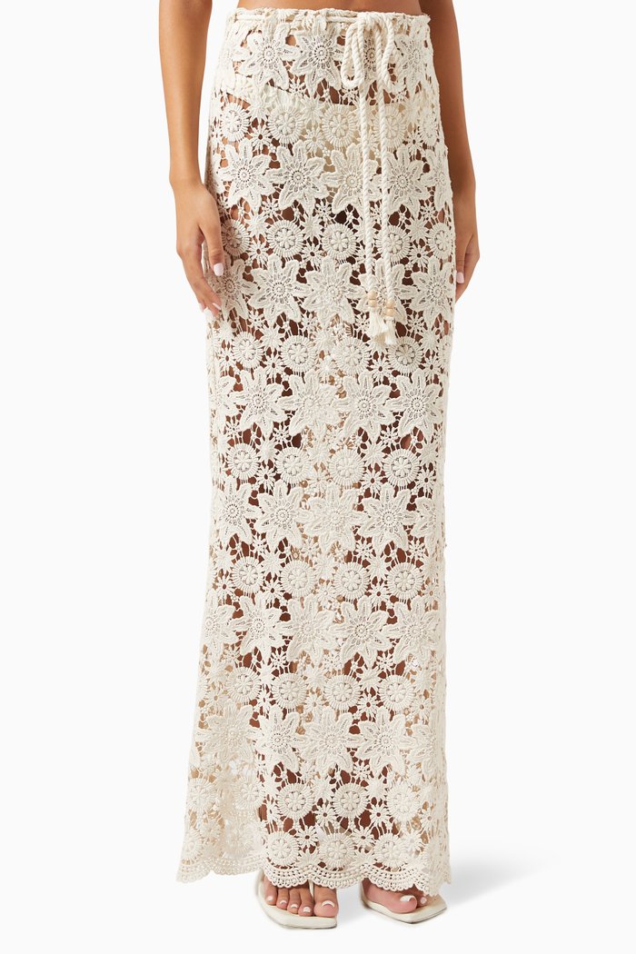 

Rosie Maxi Skirt in Crochet, Neutral