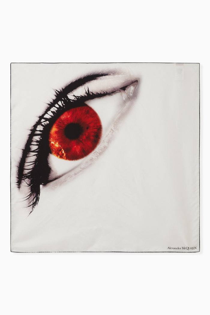 

Iris Graphic Scarf in Twill, White