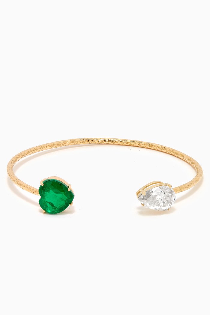 

Emerald & Topaz Open Bracelet in 18kt Gold