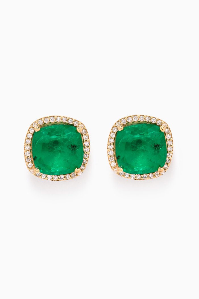 

Emerald Square Studs in 18kt Gold