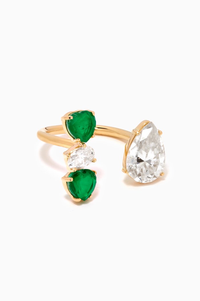 

Emerald & Topaz Open Ring in 18kt Gold
