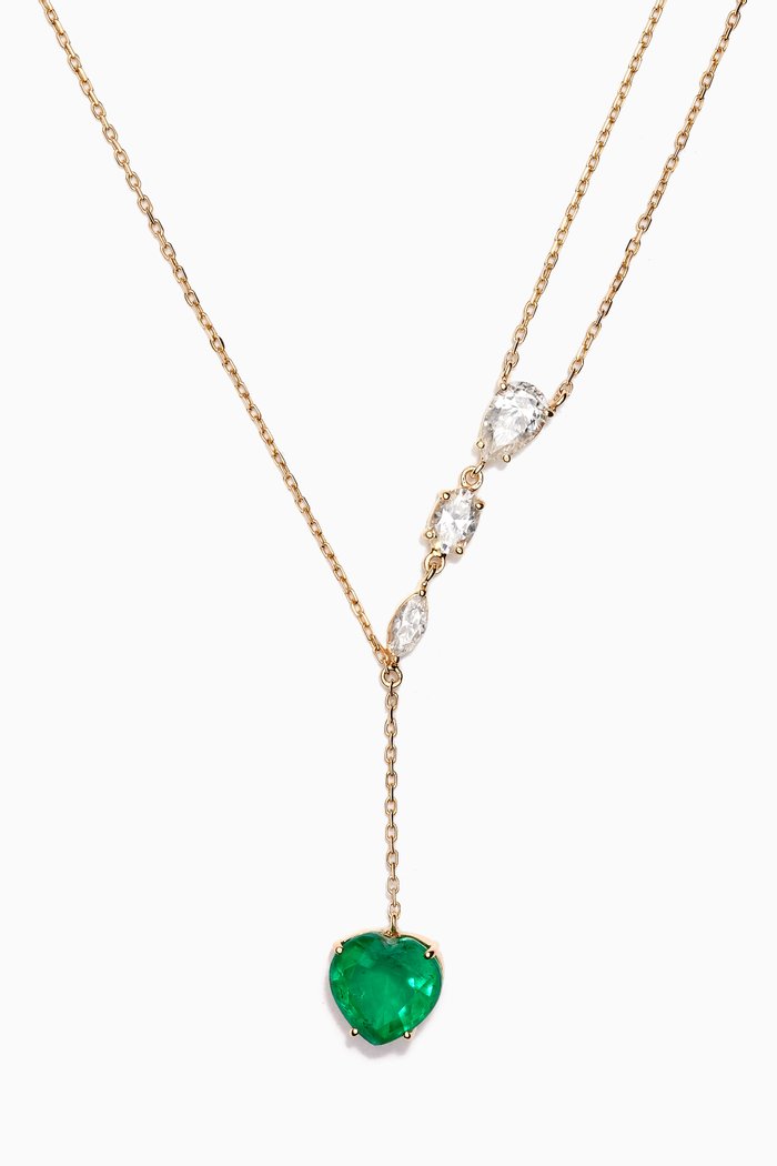 

Emerald & Topaz Drop Necklace in 18kt Gold