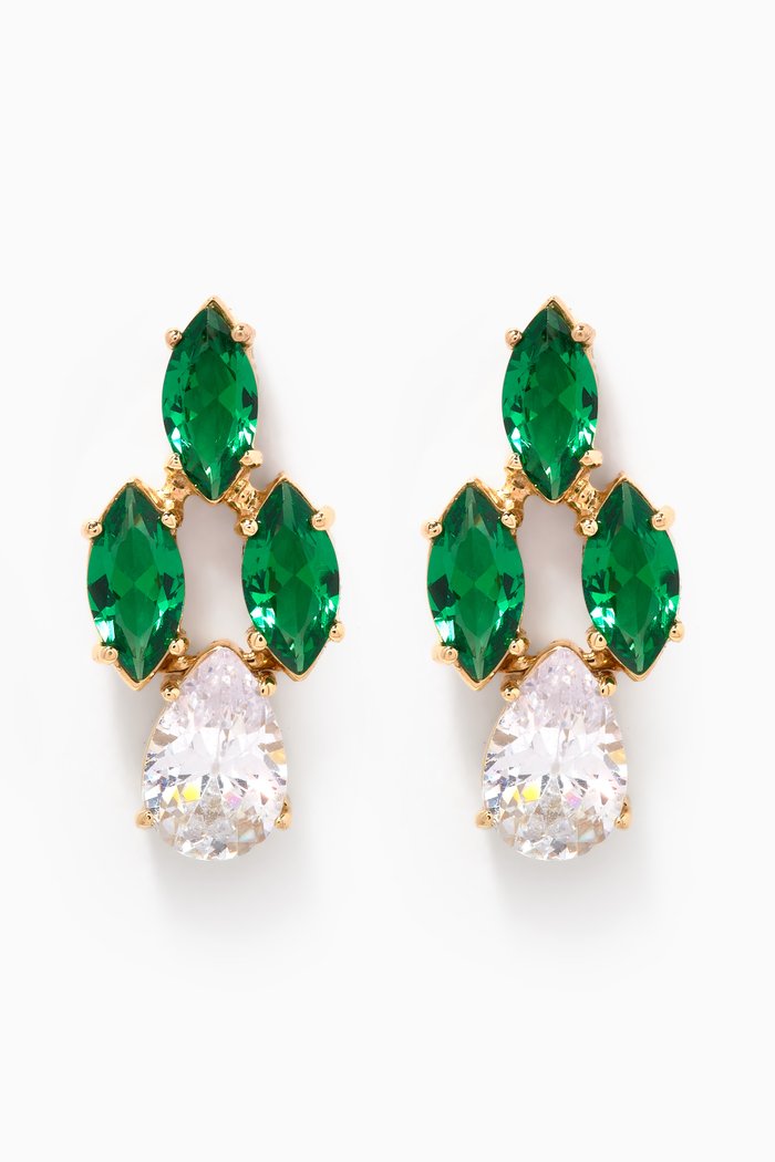 

Marquis-cut Emerald & Topaz Drop Earrings in 18kt Gold