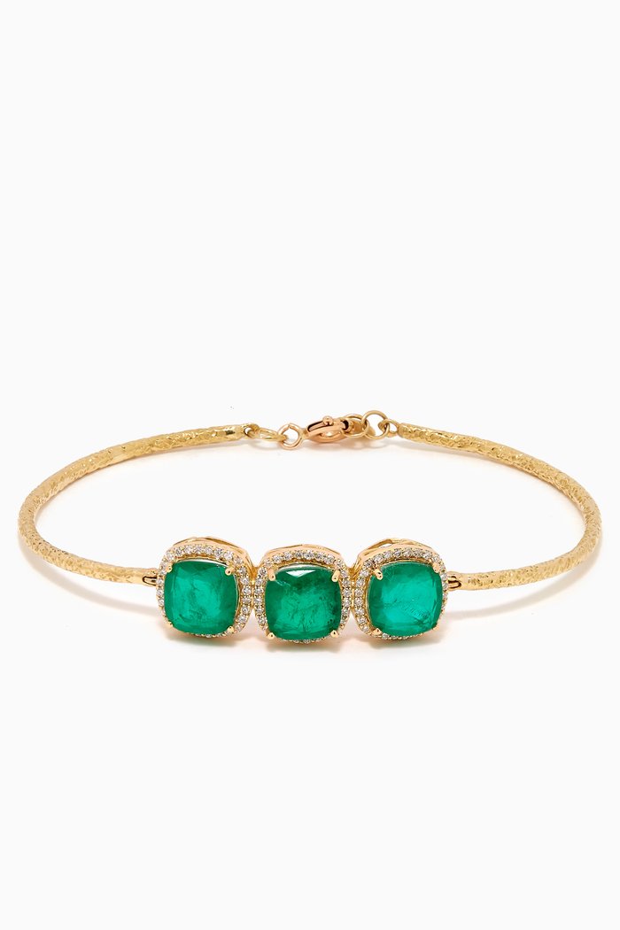 

Cushion-cut Emerald Bracelet in 18kt Gold