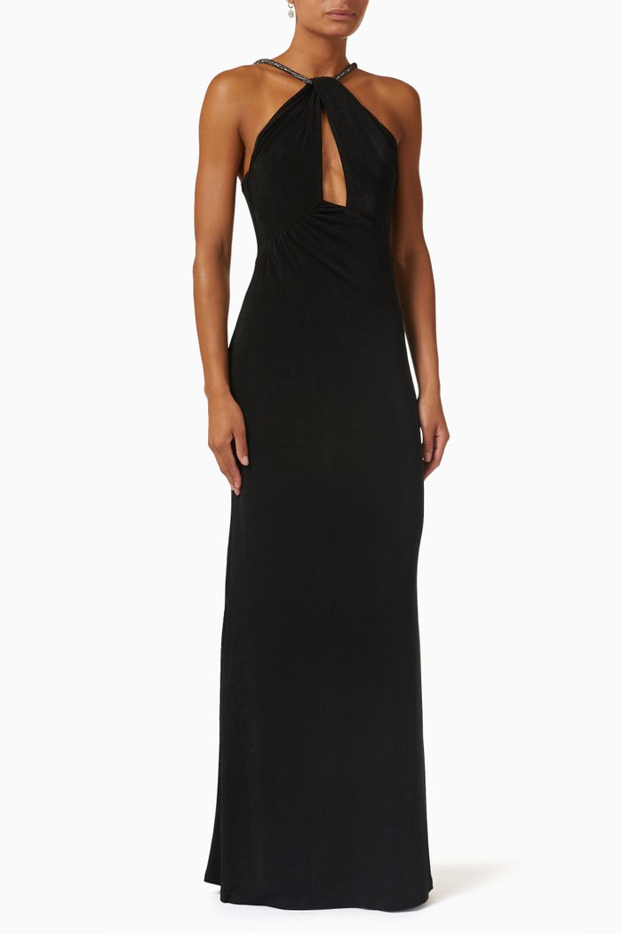 

Feodora Halterneck Gown in Stretch-crepe, Black