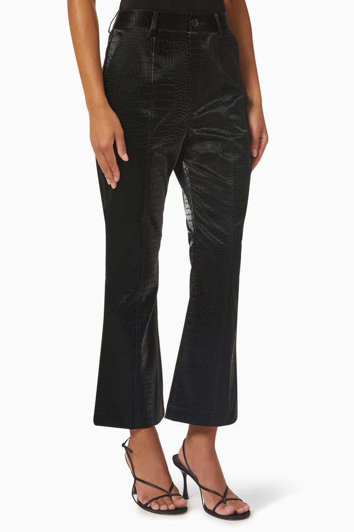 

Beau Cropped Pants in Faux Leather, Black