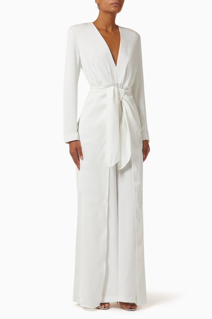

Lotti Tie-front Jumpsuit in Satin, White