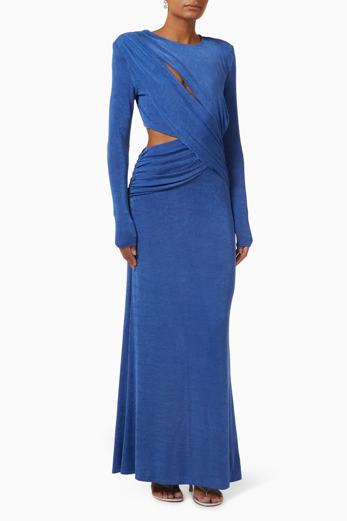

Yulia Draped Gown in Stretch-jersey, Blue
