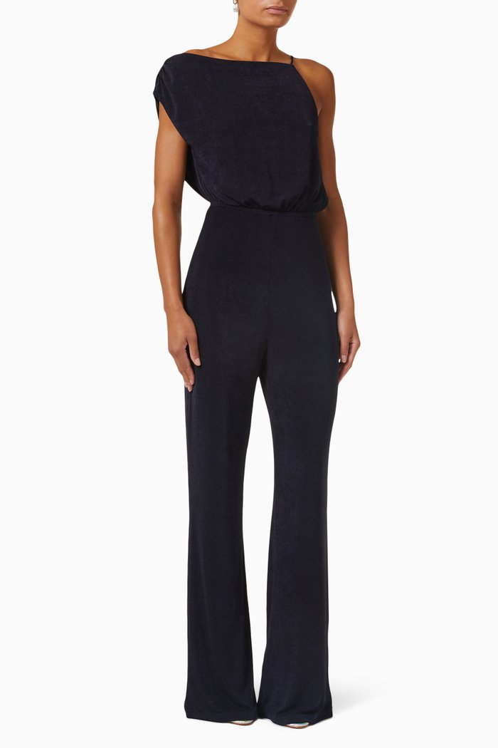 

Emer Off-shoulder Jumpsuit in Stretch-jersey, Blue