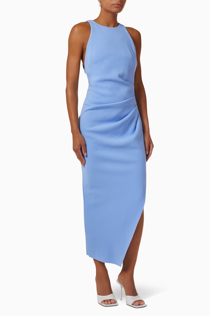 

Marjorie Midi Dress in Bonded-crepe, Blue
