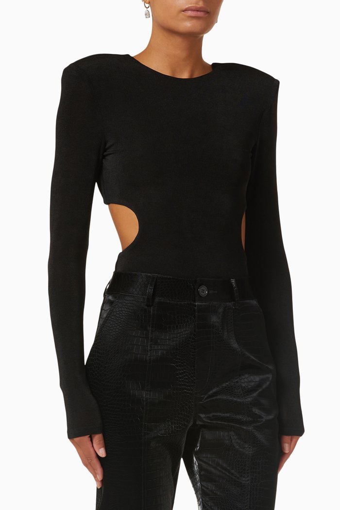

Ethan Cut-out Bodysuit in Stretch-jersey, Black