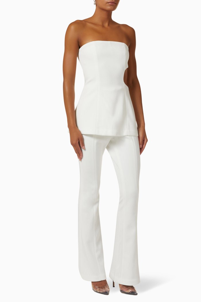 

Cecilia Bandeau Jumpsuit in Bonded-crepe, White