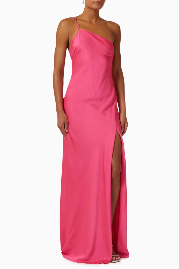 

Siv One-shoulder Gown in Satin, Pink
