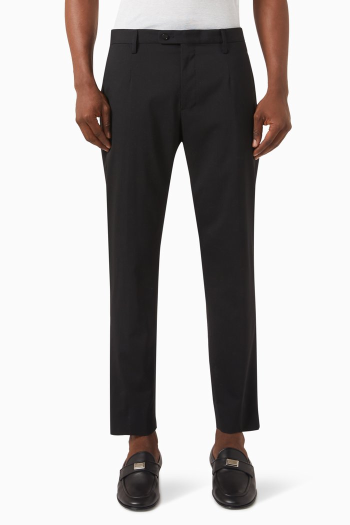 

Tailored Straight-leg Pants in Cashmere & Silk, Black