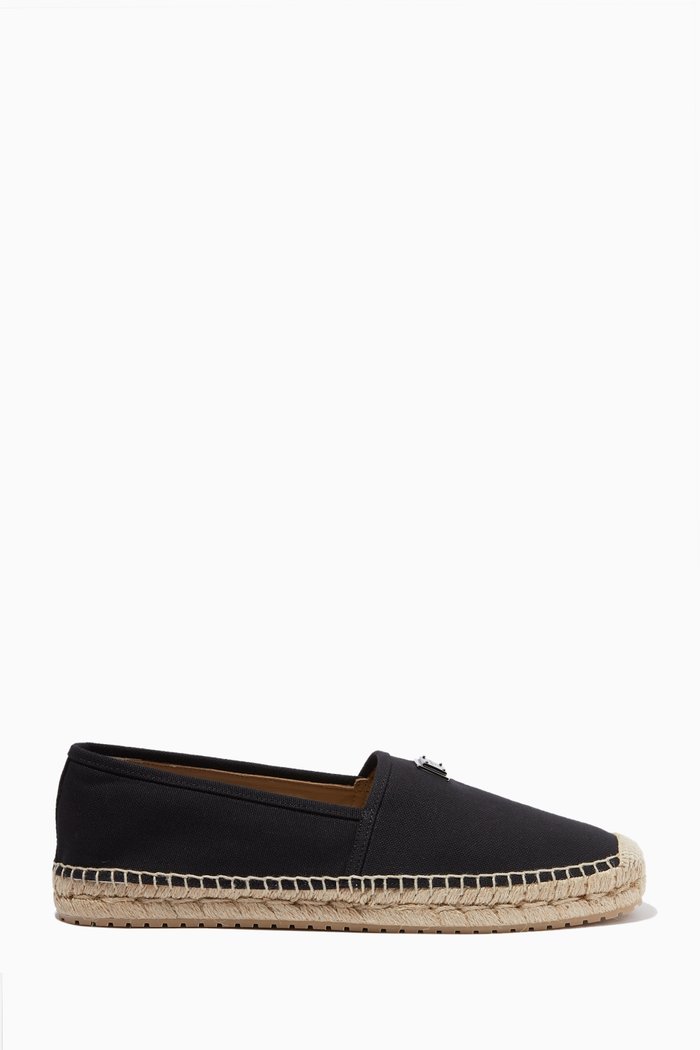 

Boccaccio Espadrilles in Cotton Linen Canvas with DG Plate, Black
