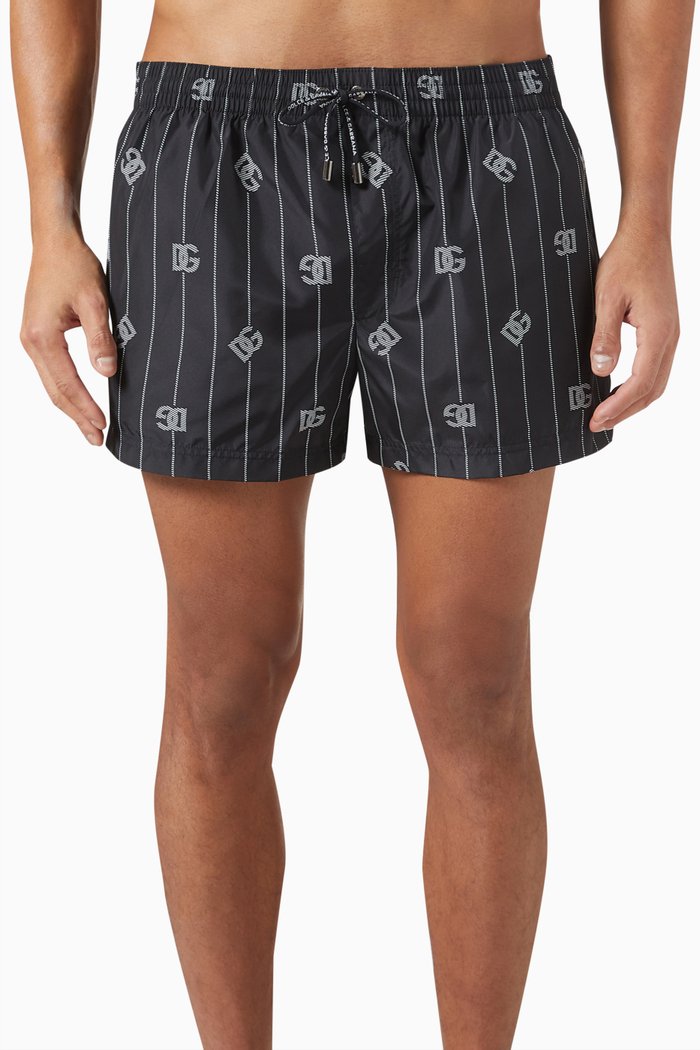 Monogram Swim Shorts in Nylon, Black