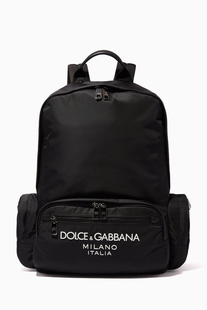 

Rubberized Logo Backpack in Nylon, Black