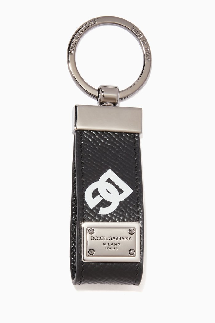 

DG Print Keychain in Dauphine Leather, Black