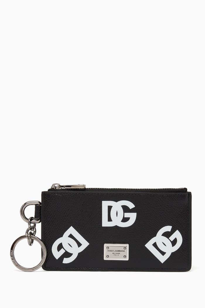 

Allover DG Print Cardholder in Dauphine Leather, Black
