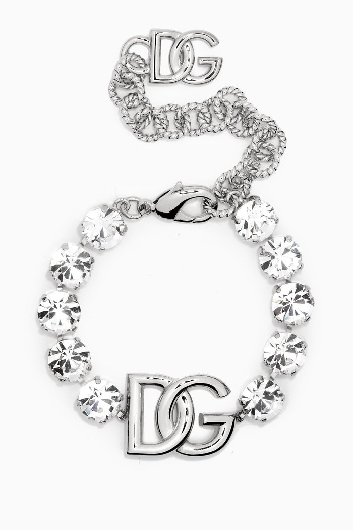 

DG Logo Rhinestone Bracelet, Silver