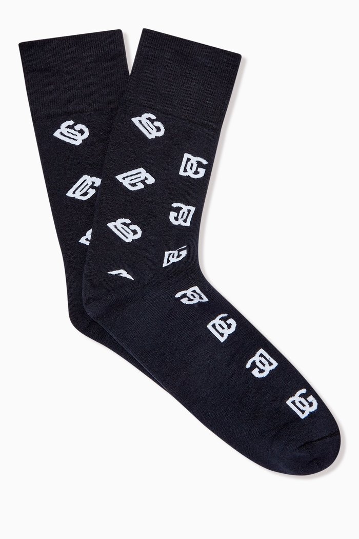 

Monogram Socks in Stretch Cotton, Black