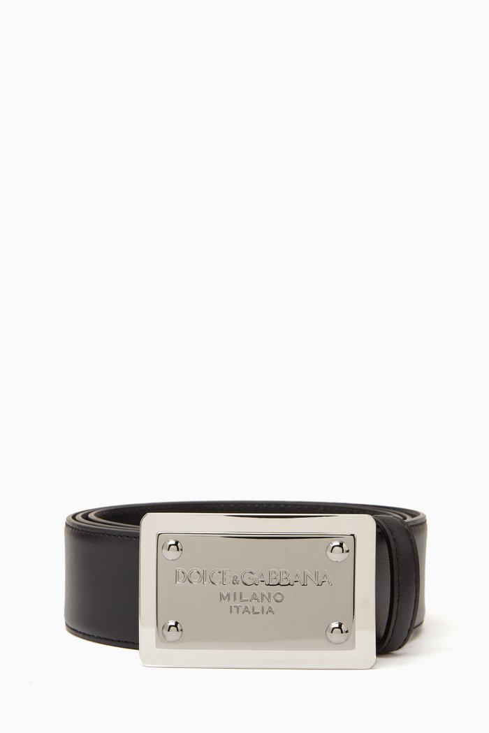 

Logo Belt in Calf Leather, Black