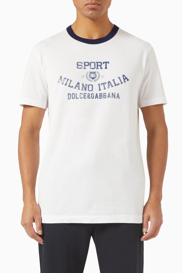 

Printed T-shirt in Cotton Jersey, White