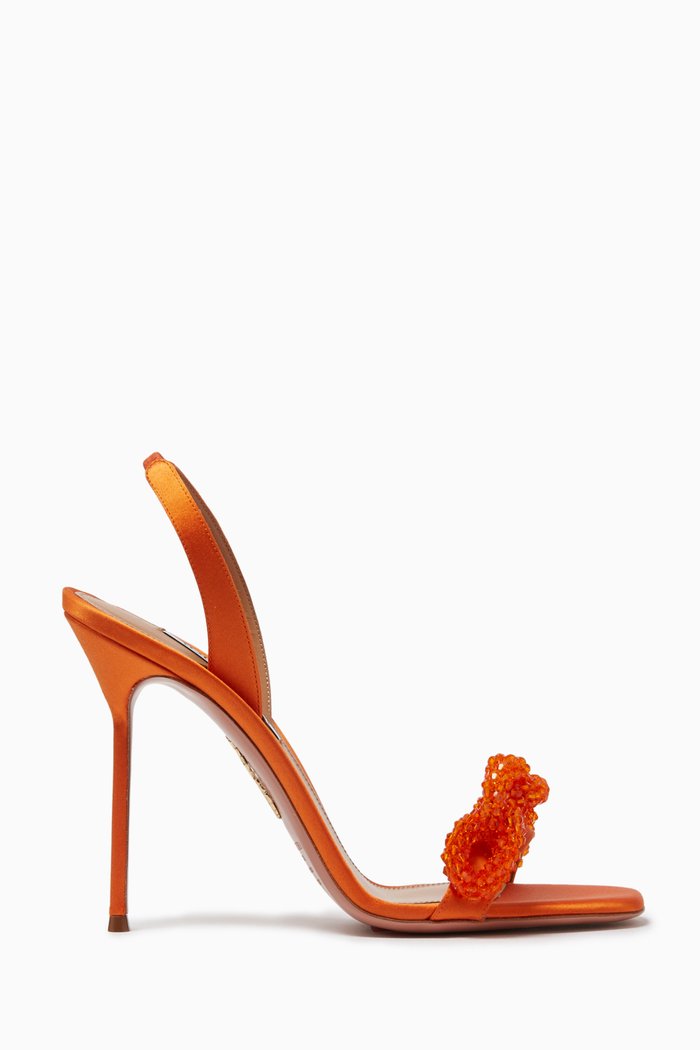 Chain of Love 105 Slingback Sandals in Satin, Orange