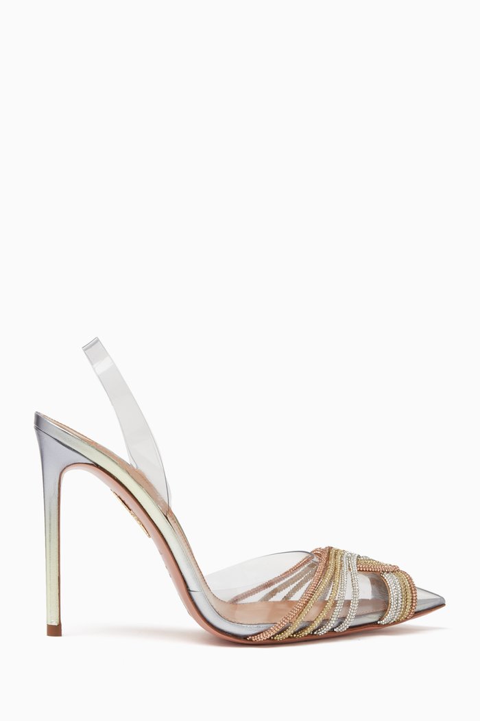 

Gatsby 105 Crystal-embellished Slingback Pumps in PVC & Nappa, Green
