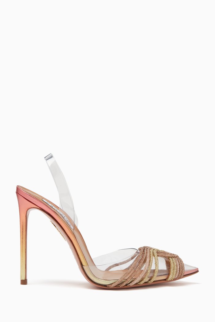 

Gatsby 105 Crystal-embellished Slingback Pumps in PVC & Nappa, Orange
